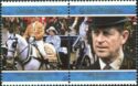 Queen riding in open carriage & Prince Philip up close