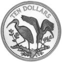 10 Dollars (Avifauna of Belize - Scarlet Ibis - Silver)