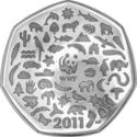 50 Pence (50th Anniversary of the WWF - Silver Piedfort)