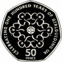 50 Pence (Girl Guides, 100th Anniversary. Silver Piedfort)