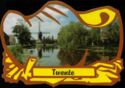 Twente - wooden-shoe-shaped card with canal and windmill