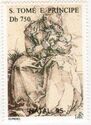 Madonna nursing on grassy bench, by Durer
