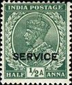 King George V wearing Imperial Crown of India - overprinted