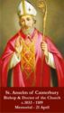 "Anselm of Canterbury Archbishop", Catholic Prayer Cards, 718