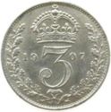 3 Pence (Edward VII, large tip "3")