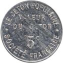 1 Franc (Lyon (Rhône) – Société Française / Le jeton populaire. No date)