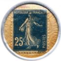 25 Centimes (Type 1. Blue stamp with white marked text background)