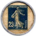 25 Centimes (Type 3a. Blue stamp with white background)