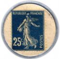 25 Centimes (Type 4b. Blue stamp with white background)