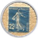 25 Centimes (Type 7. Blue stamp with white background)