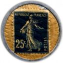 25 Centimes (Type 7a. Blue stamp with white background)