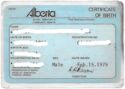 Alberta Certificate of Birth