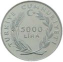 5,000 Lira (500 th Anniversary of Turkish Navy - Dragut)