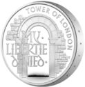 5 Pounds (Tower of London - The Infamous Prison. Silver Piedfort)