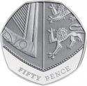 50 Pence (Shield of the Royal Arms puzzle 6/6. Platinum edition)