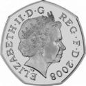 50 Pence (Shield of the Royal Arms puzzle 6/6. Platinum edition)