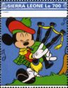 Mickey playing bagpipes, Scotland