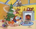 Donald as Fater Christmas, Dale and Chip with an angel