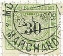 Railway stamps with thin black face value in oval
