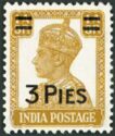 King George VI wearing Imperial Crown of India - surcharged