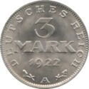 3 Mark (3rd Anniv. Weimar Constit. - A, D, E, F, G, J)