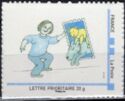 Stamp Day. Child letting two animals in through a stamp