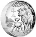 1 Dollar (Year of the Ox 牛. High Relief)