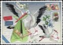 Willkommen Welcome - stork with baby