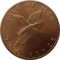 2 Pence (Manx Shearwater Bird flying over Map)
