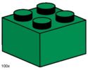 2x2 Dark Green Bricks