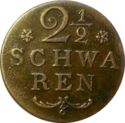2½ Schwaren (= 1/2 Grote = 1/144 Thaler)