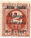 Numeral 2 with Malaga overprint (Typographed)