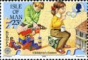Boy building fort, girl blowing soap bubble, puzzle