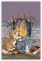Lovers. Cats beside the fire
