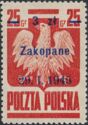 Polish Eagle, Surcharge 3z on 25g Zakopane 29.1.1945