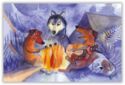 Dogs around the campfire