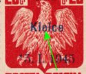 Polish Eagle, Surcharge 3z on 25g Kielce 15.1.1945