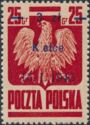 Polish Eagle, Surcharge 3z on 25g Kielce 15.1.1945