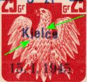 Polish Eagle, Surcharge 3z on 25g Kielce 15.1.1945