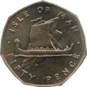 50 Pence (Sailing Viking Ship over Map)