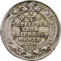 ½ Kopfstück (= 6 Albus = 10 Kreuzer)
