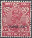King George V wearing Imperial Crown of India - overprinted