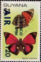 Agrias claudina overprinted UNESCO and AIR surcharged 120c