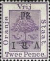 Orange tree, overprinted V.R.I. (surcharge inverted)