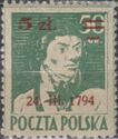 Tadeusz Kosciuszko, surcharged 5zł on 50gr