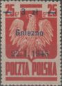 Polish Eagle, Surcharge 3z on 25g Gniezno 22.1.1945