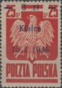 Polish Eagle, Surcharge 3z on 25g Kielce 15.1.1945