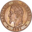 2 Centimes (laureate head K - neck points to 1 of 1861)