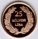 25,000,000 Lira (75th Anniversary Republic)