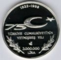 3,000,000 Lira (75th Anniversary Republic - freedom design)